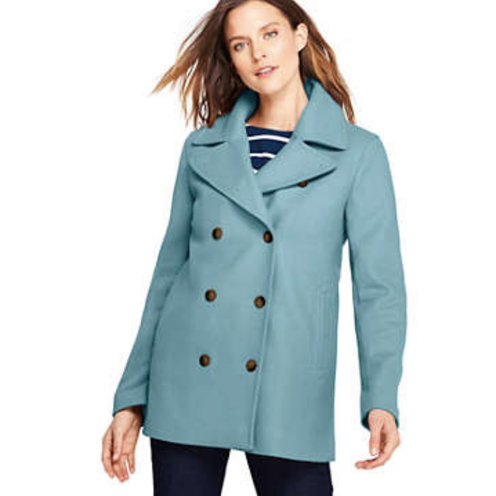 Lands End Wool Peacoat Evening Shore 6